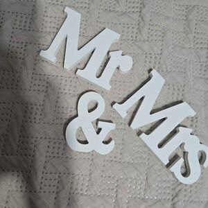 White Mr & Mrs Sign for Weddings